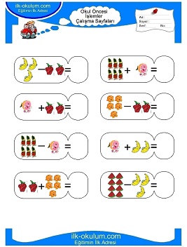 Çocuklar İçin toplam işlemi yaprak testleri 
